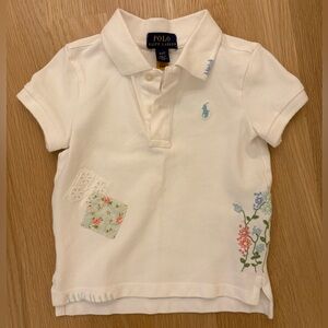 Polo Ralph Lauren White Polo Shirt Floral Patchwork Size 4T Like New